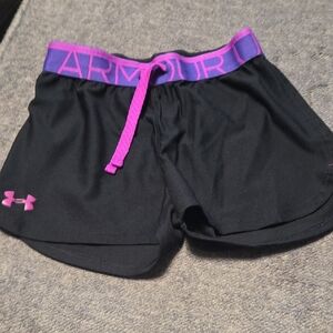 Under Armour Black and Purple Athletic Shorts Performance Fit